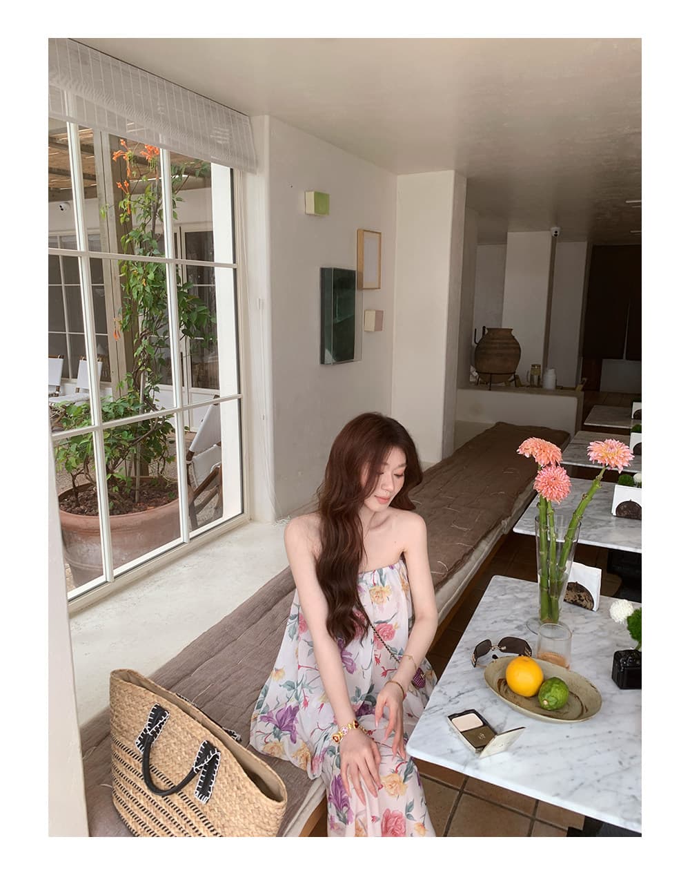 모네 정원 여름 휴가 바람 레트로 꽃무늬 튜브탑 물고기 꼬리표 반 치마 세트 여성 슈퍼 잘 생긴 투피스 세트 상세 이미지 22