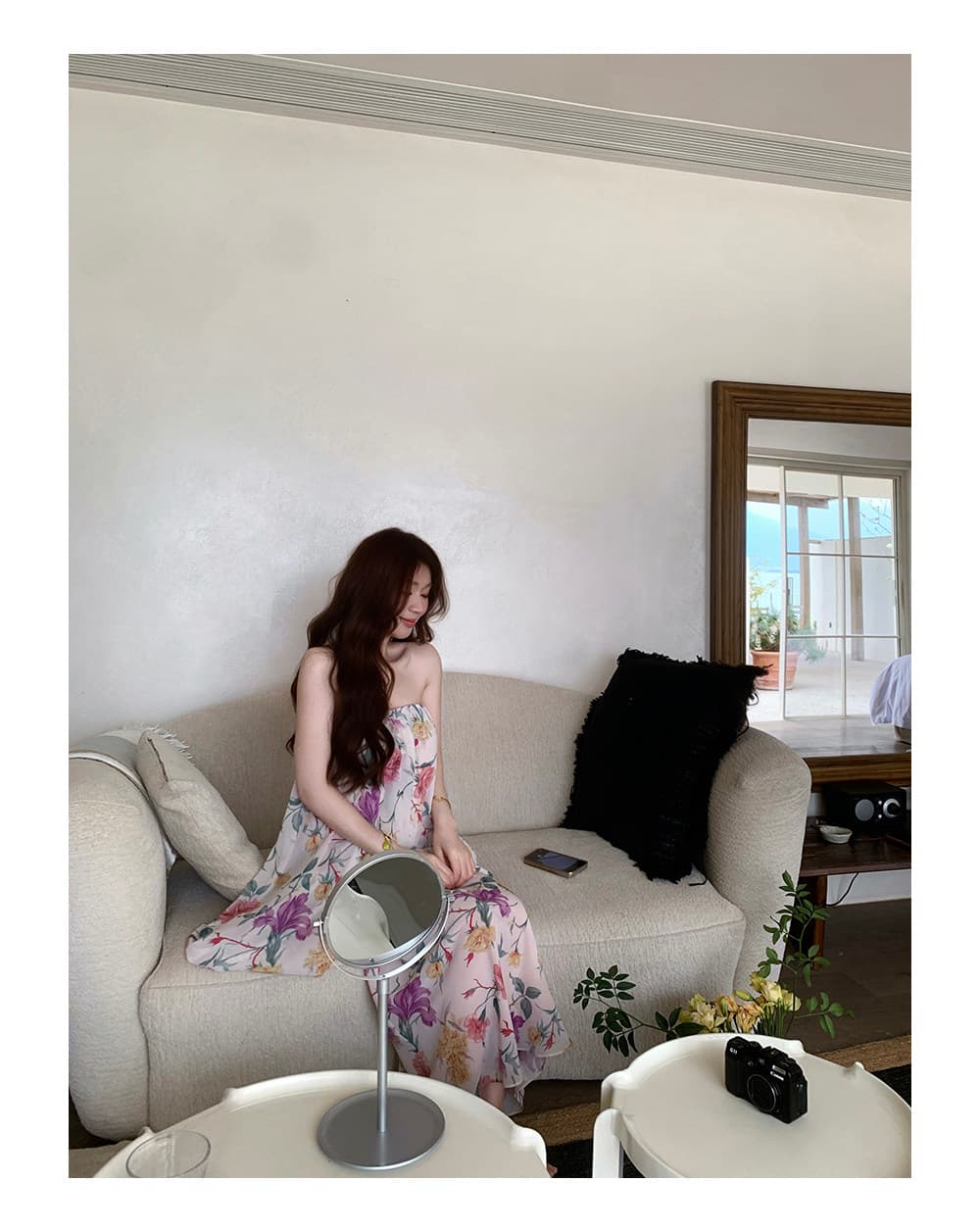 모네 정원 여름 휴가 바람 레트로 꽃무늬 튜브탑 물고기 꼬리표 반 치마 세트 여성 슈퍼 잘 생긴 투피스 세트 상세 이미지 25