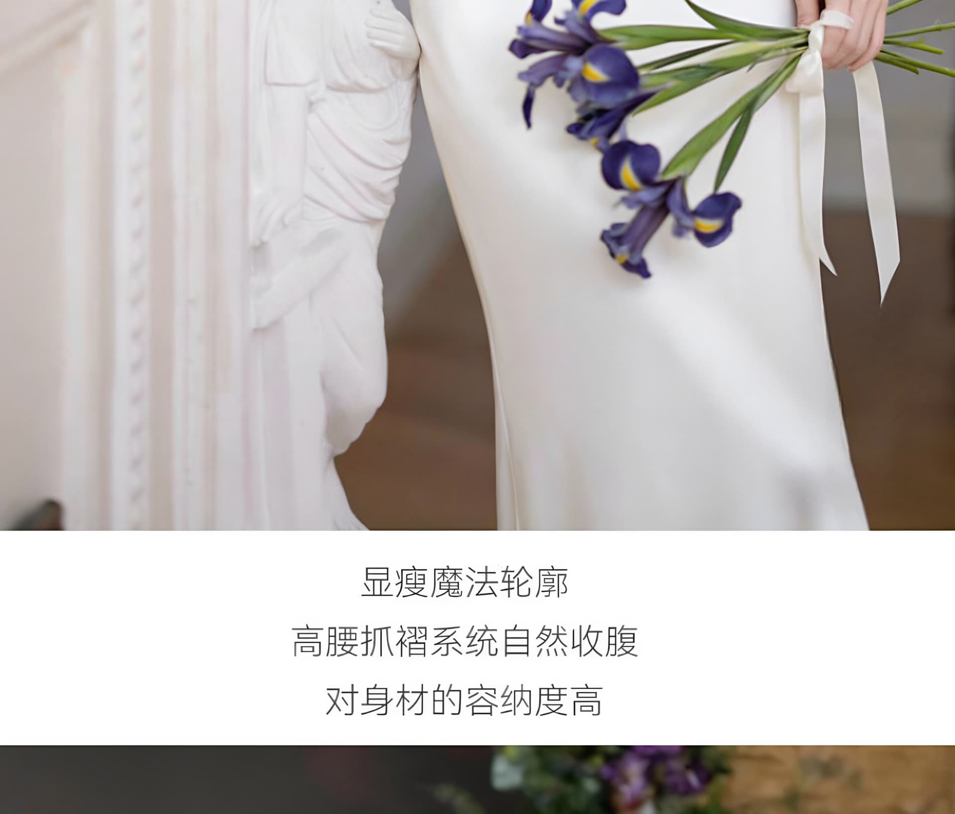 프랑스식 사회자 비스듬한 어깨 오프숄더 화이트 예복 생일 연례 회의 참여 드레스 아침 로브 라이센스 샤오 바이 치마 상세 이미지 10