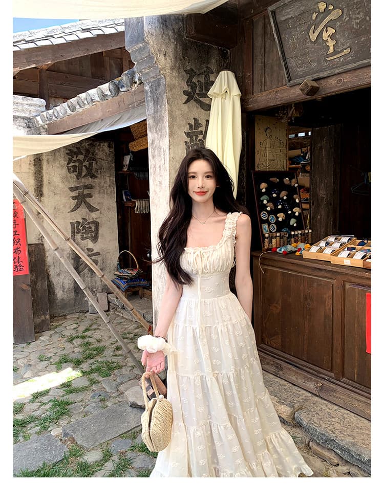 하나 달콤한 복숭아 yikett 모 Na 매너 여름 꼬집기 허리 슬립 여성 드레스 화이트 해변가 딩 Da 서울 치마 상세 이미지 8