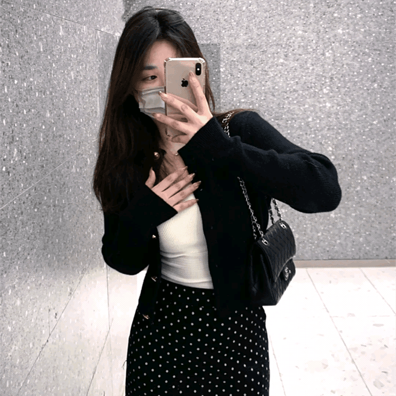 작은 샤넬 스타일 골드 버클 니트 오픈 가디건 맨위 여성 코트 봄 가을 새로운 부드러운 고급 센스 외부 가져 가라. 쇼트 스타일 니트 스웨터 상세 이미지 6