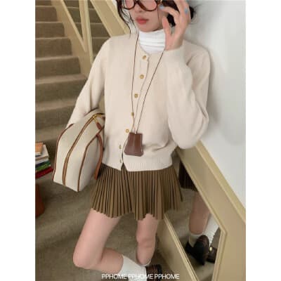 직접 만든 명중 너 심장 miu 부서 샤 징 버클 라운드 넥 스웨터 코트 가을 겨울 인사이드 가져 가라. 외출용 오픈 가디건 상세 이미지 3