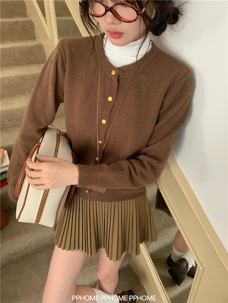 직접 만든 명중 너 심장 miu 부서 샤 징 버클 라운드 넥 스웨터 코트 가을 겨울 인사이드 가져 가라. 외출용 오픈 가디건 상세 이미지 15