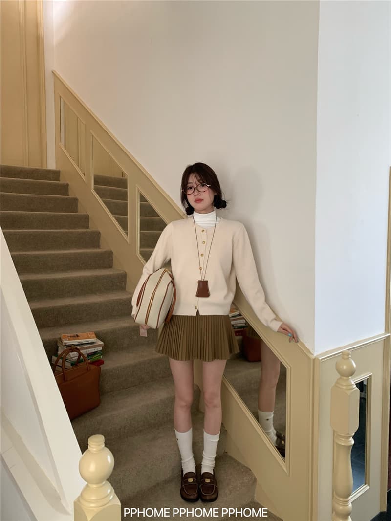직접 만든 명중 너 심장 miu 부서 샤 징 버클 라운드 넥 스웨터 코트 가을 겨울 인사이드 가져 가라. 외출용 오픈 가디건 상세 이미지 20