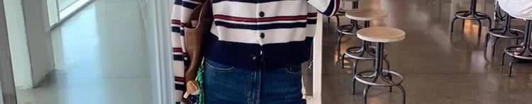 귀여운 수리 개 봄 기본 셔츠 긴팔 스트라이프 니트 스웨터 라운드 넥 miu 부서 오픈 가디건 여성 가을 상세 이미지 62
