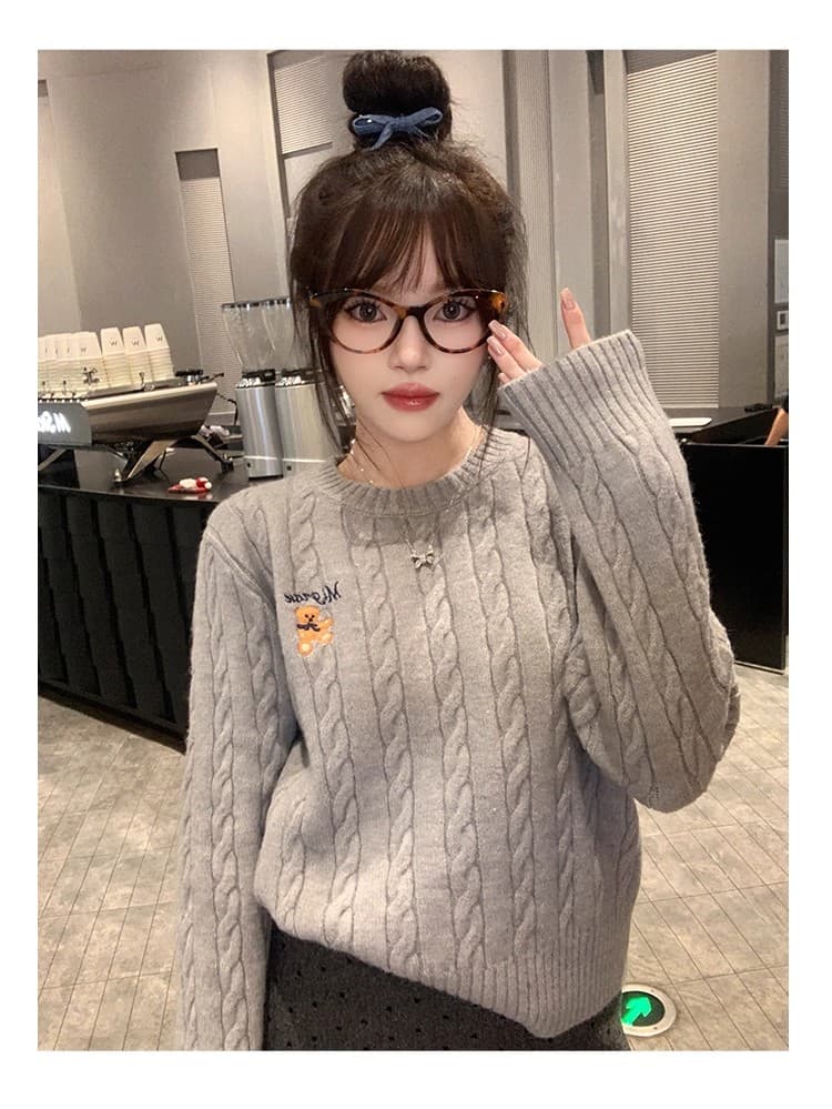 스와 3 3 빨간색 작은 곰 스웨터 여자 가을 겨울 고급 센스 2026 새로운 신년 착용 가져 가라. 부드러운 찹쌀 느긋한 바람 맨위 상세 이미지 33