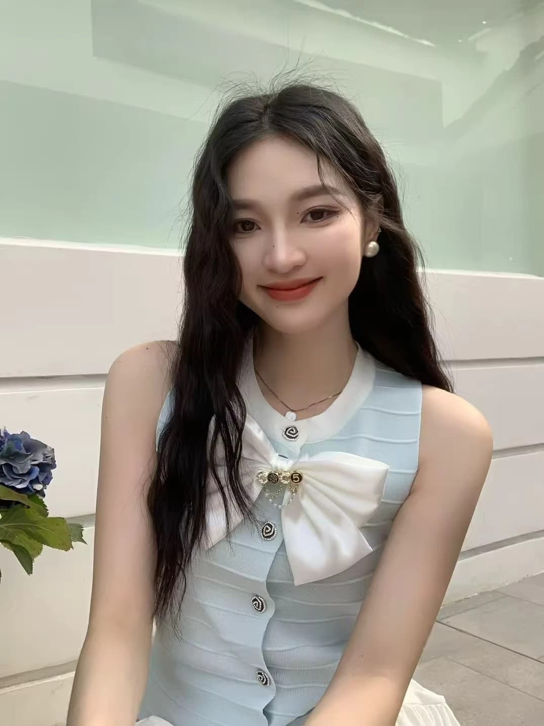 프랑스식 작은 샤넬 스타일 나비 매듭 민소매 조끼 오픈 가디건 여성 여름 새로운 품격 몸매 가꾸기 니트 스웨터 외출용 맨위 상세 이미지 7