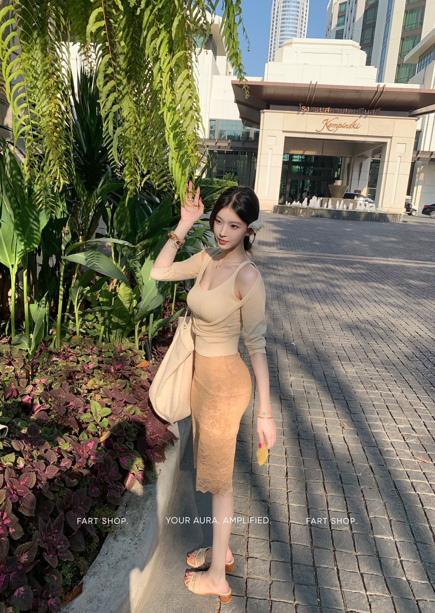 farte shop 햇빛 맛 마이크로 ~을 통해 슬립 흔들다 칼라 페이크 레이어드 털 짠 셔츠 여성 봄 여름 허리 수축 맨위 상세 이미지 13