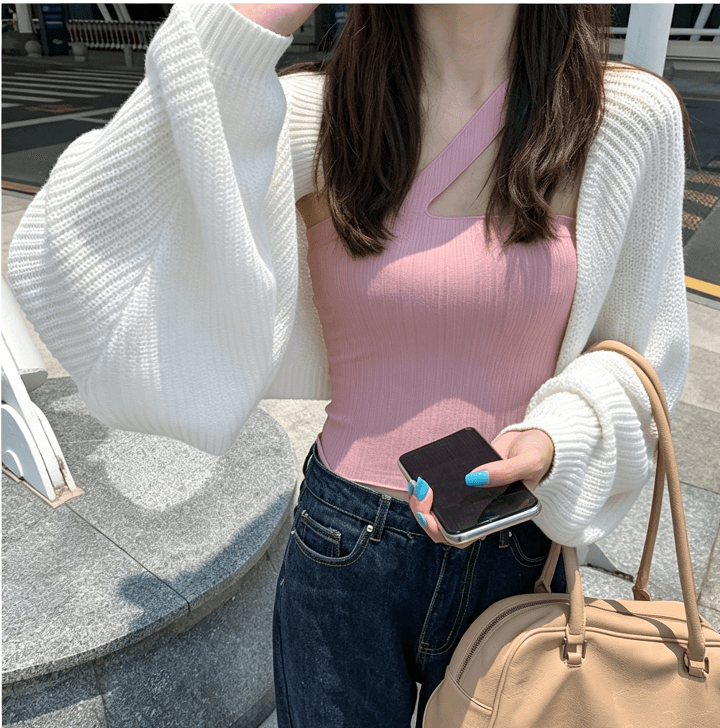 화이트 워터 여성 자외선 차단 니트 오픈 가디건 여성 코트 봄 가을 얇은 스타일 루즈핏 느긋한 바람 긴팔 쇼트 스타일 외부 잡아라. 의류 상세 이미지 18