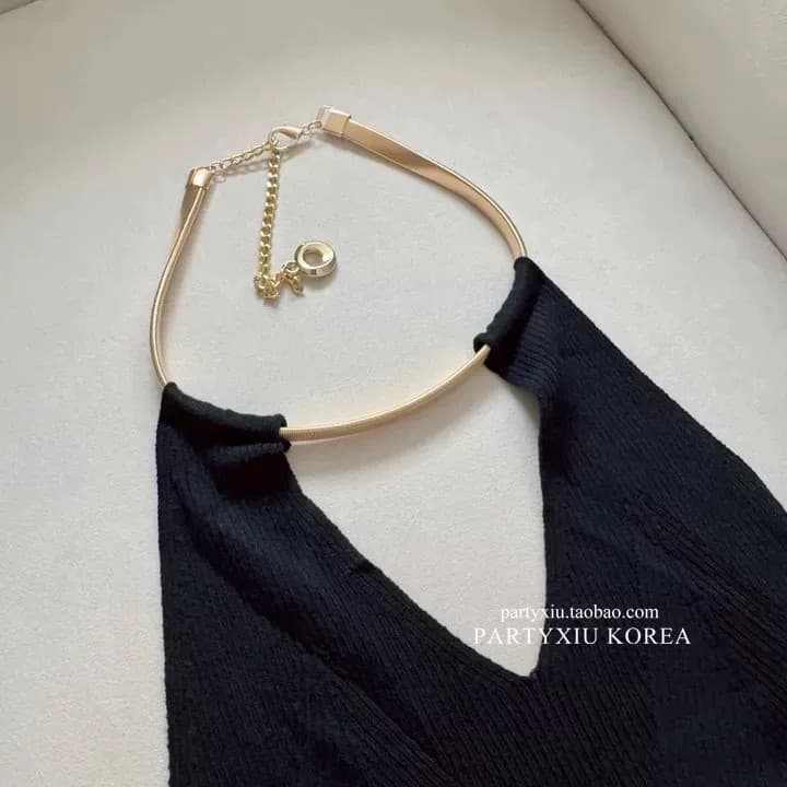 새로운 핫걸 바람 행침 목 홀로우 아웃 니트 여성 드레스 허리 수축 슬림해 보이는 디스플레이 몸 아름다운 데이트 타이트 스커트 미니 스커트 상세 이미지 11