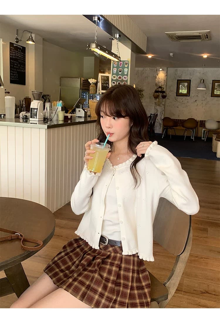 토지 작은 그룹 니트 슬립 긴팔 카디건 코트 2026 가을 한 부서 품격 레트로 부드러운 재킷 상세 이미지 15