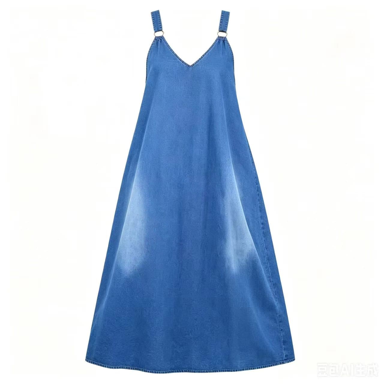 대외 무역 AliExpress 그리스어 톤 국경 간 전기 사업 빅 사이즈 여성 의류 슬립 데님 드레스 이미지 5