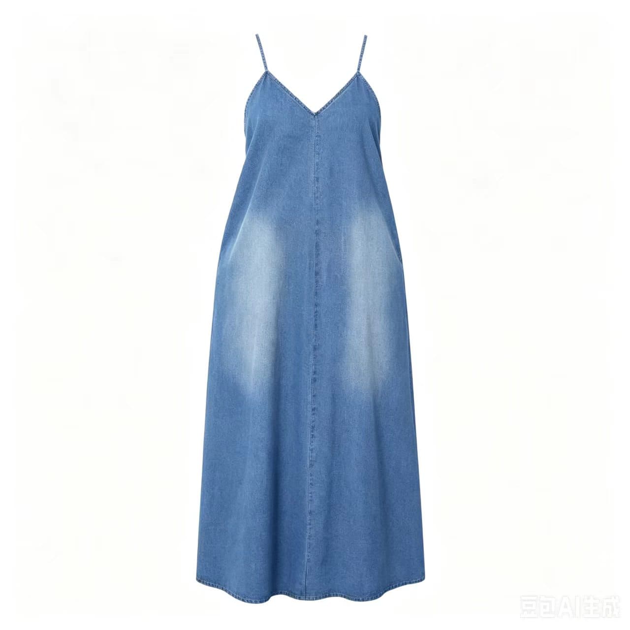 국경 간 전기 사업 AliExpress 그리스어 톤 대외 무역 슬립 여성 의류 데님 드레스 이미지 5