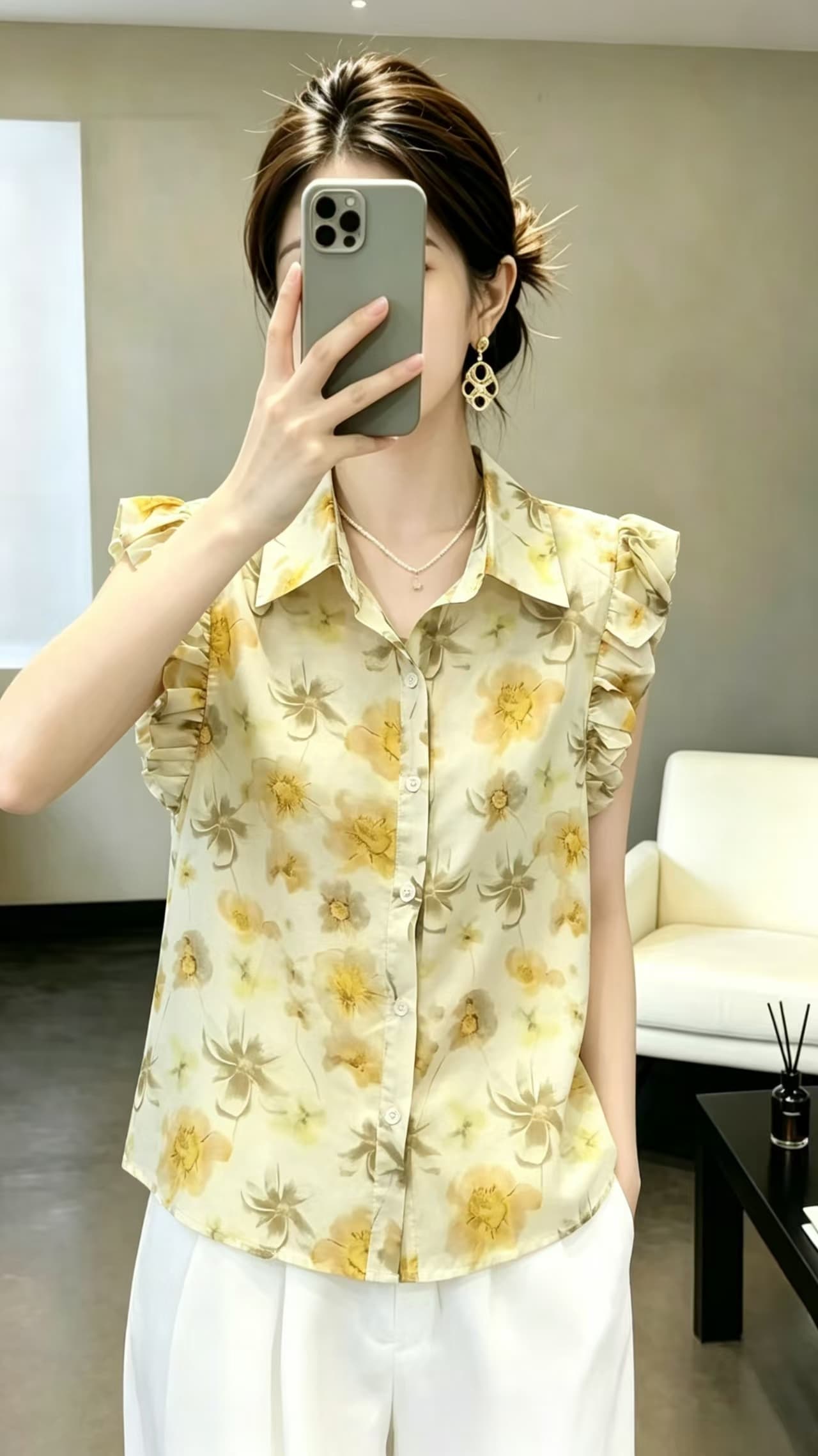 카운터 품질 항구 바람 레트로 패션 여성 셔츠 2026 여름 새로운 슬림해 보이는 작은 셔츠 꽃무늬 반팔 상세 이미지 7