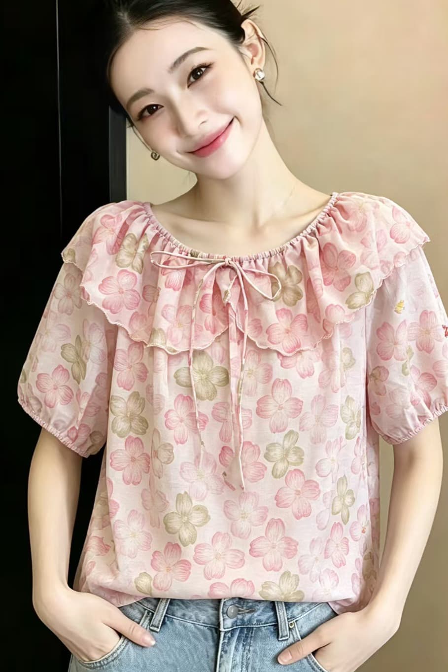 카운터 품질 주간 실크 코튼 자수 꽃무늬 여성 2026 한국 스타일 슈퍼 요정 외국 가스 루즈핏 다용도 표지 배 맨위 이미지 5