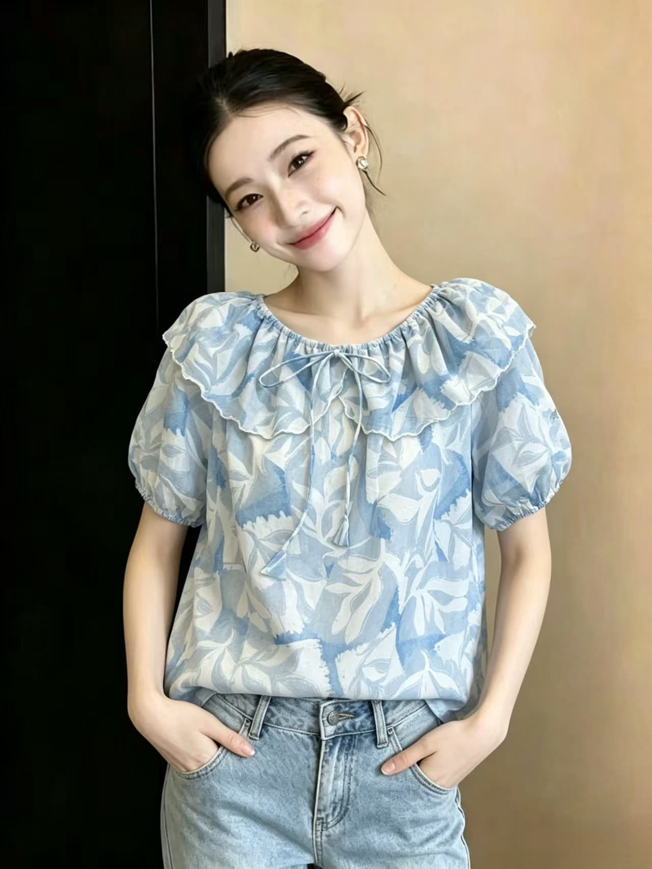 카운터 품질 주간 실크 코튼 자수 꽃무늬 여성 2026 한국 스타일 슈퍼 요정 외국 가스 루즈핏 다용도 표지 배 맨위 상세 이미지 9