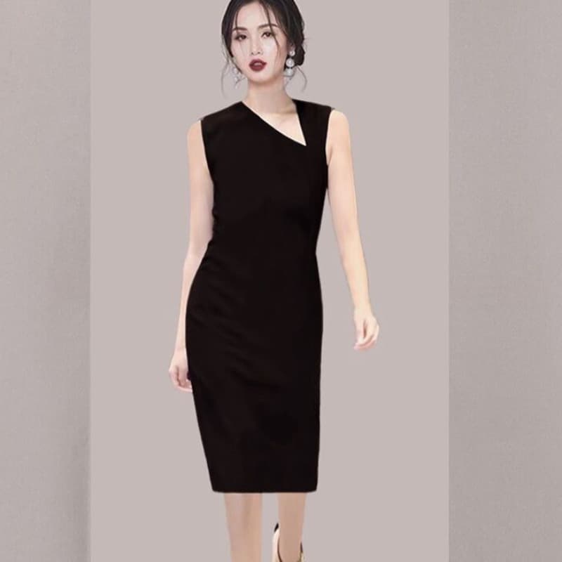 스페인 여왕 같은 단락 여성 드레스 여름 비스듬한 칼라 허리 수축 슬림해 보이는 출퇴근 화이트 칼라 ol2026 여름 새로운 이미지 5