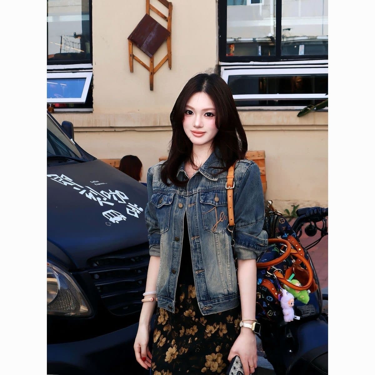 아메리칸 레트로 워싱 데님 짧은 여성 코트 이른 봄 새로운 자이언트 잘 생긴 작은 키 루즈핏 다용도 재킷 맨위 상세 이미지 3