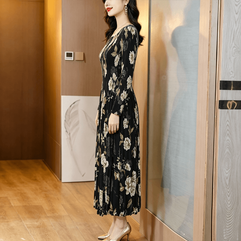 세 하우스 바람 프랑스식 V넥 드레스 표지 고기 슬림해 보이는 마이크로 지방 mm 루즈핏 빅 사이즈 롱 스커트 상세 이미지 3