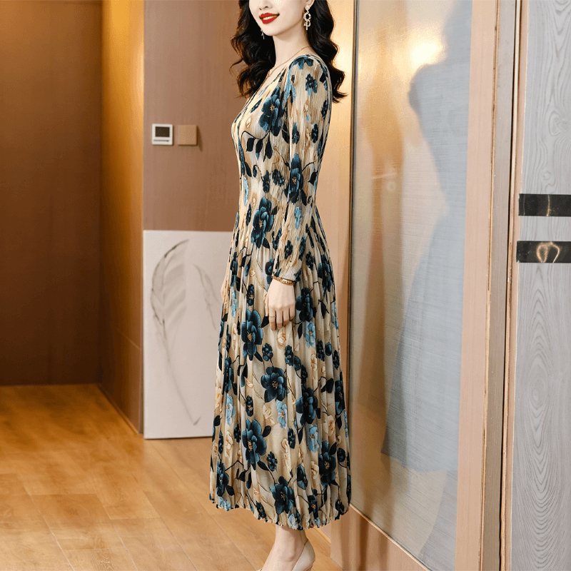 세 하우스 바람 프린트 드레스 예술 추상 패턴 루즈핏 불규칙 치마 중간 길이 스커트 상세 이미지 6