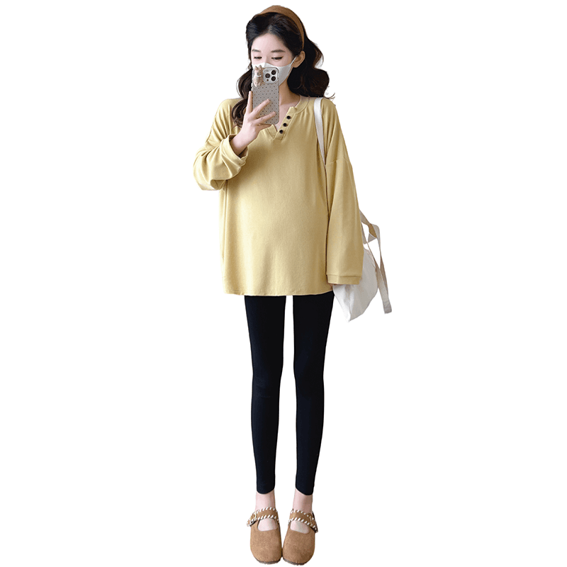 실사 봄 새로운 한 부서 느긋한 바람 루즈핏 티셔츠 임산부 맨위 이미지 6