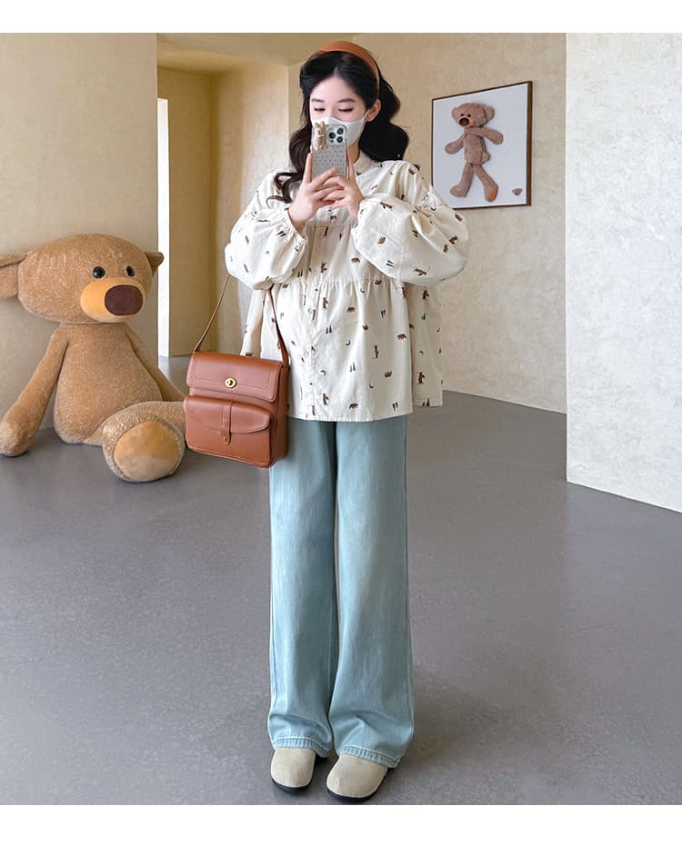 실사 봄 새로운 한 부서 인형 셔츠 루즈핏 임산부 셔츠 오픈 가디건 상세 이미지 20