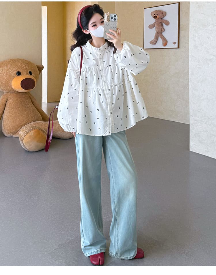 실사 봄 새로운 한 부서 인형 셔츠 루즈핏 임산부 셔츠 오픈 가디건 상세 이미지 27