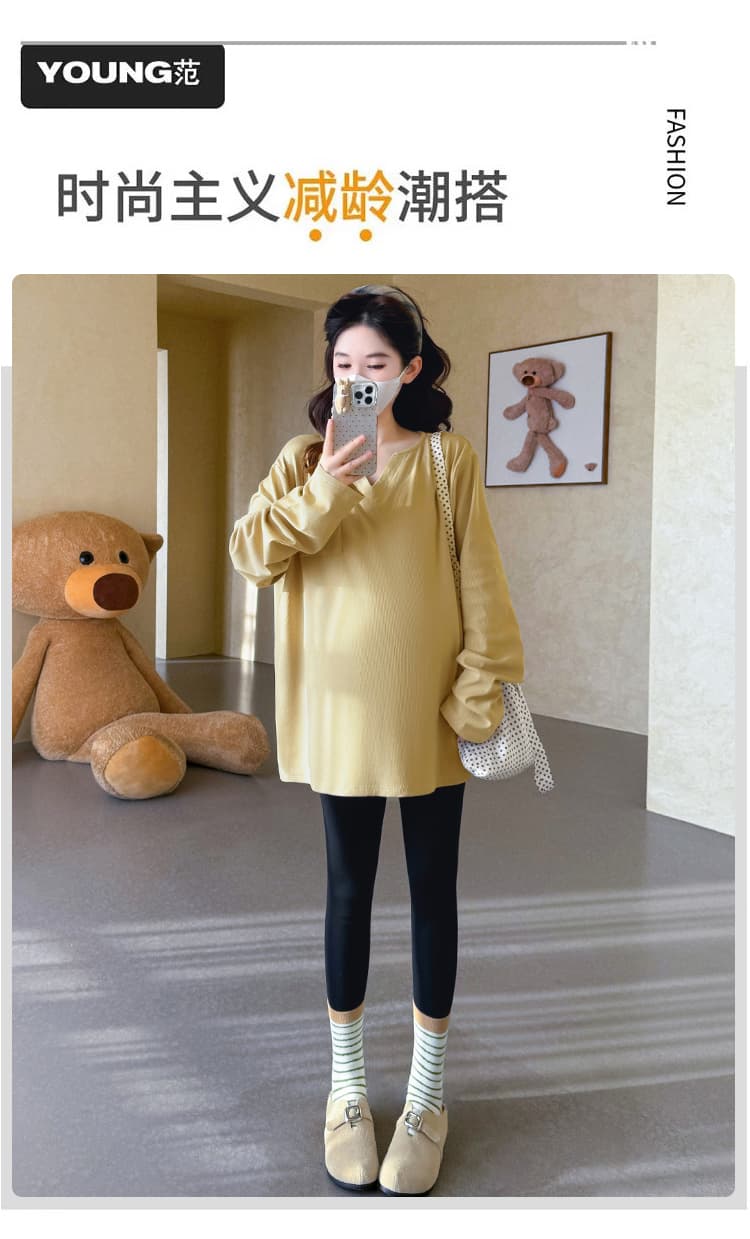 지금 실사 가을 새로운 한 부서 느긋한 바람 루즈핏 티셔츠 임산부 맨위 상세 이미지 2