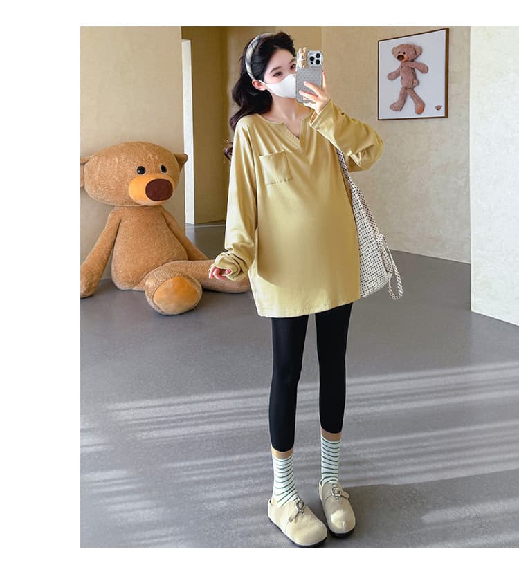 지금 실사 가을 새로운 한 부서 느긋한 바람 루즈핏 티셔츠 임산부 맨위 상세 이미지 28