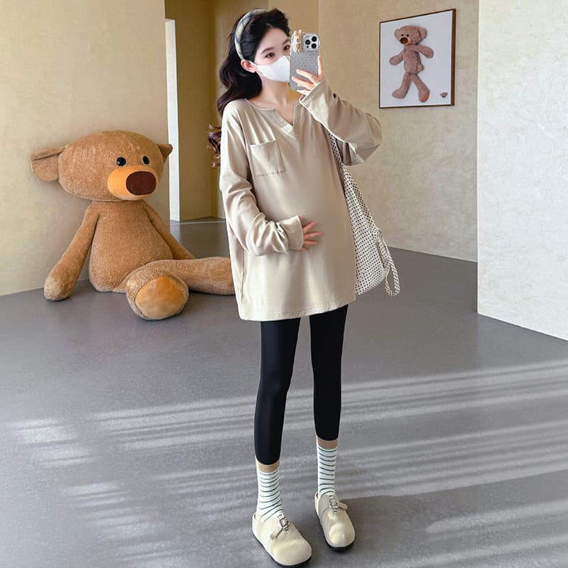 실사 봄 새로운 한 부서 느긋한 바람 루즈핏 티셔츠 임산부 맨위 이미지 5
