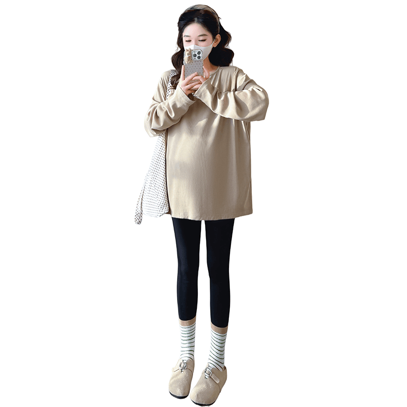 실사 봄 새로운 한 부서 느긋한 바람 루즈핏 티셔츠 임산부 맨위 이미지 6