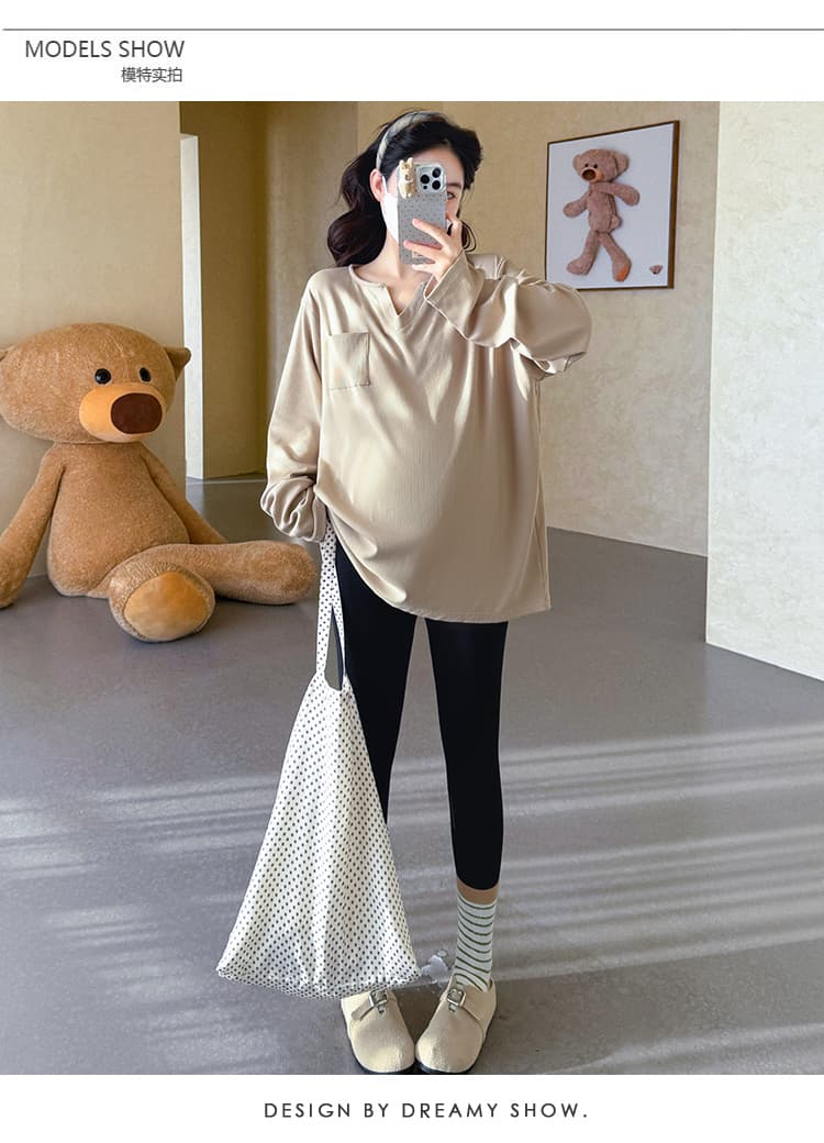 실사 봄 새로운 한 부서 느긋한 바람 루즈핏 티셔츠 임산부 맨위 상세 이미지 10