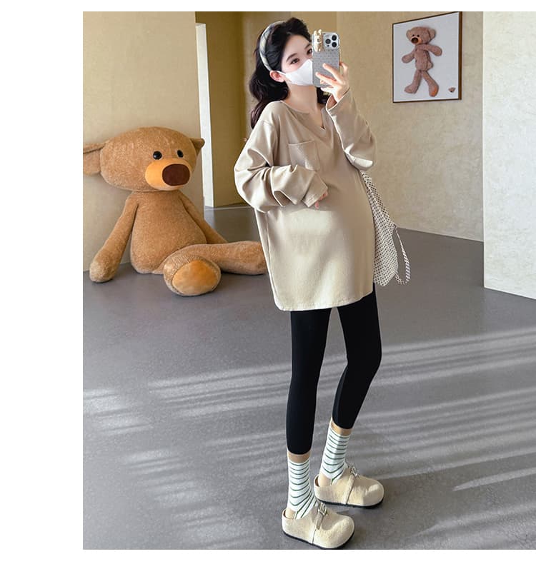 실사 봄 새로운 한 부서 느긋한 바람 루즈핏 티셔츠 임산부 맨위 상세 이미지 14