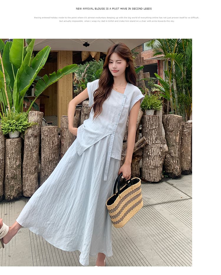 지금 실사 여름 새로운 한국 스타일 라운드 넥 출퇴근 루즈핏 표지 배 임산부 세트 4 투피스 세트 상세 이미지 17