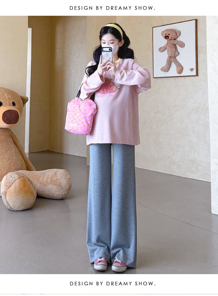 지금 실사 가을 새로운 한 부서 삽입 어깨 소매 캐주얼 다용도 라운드 넥 임산부 세트 투피스 세트 상세 이미지 19