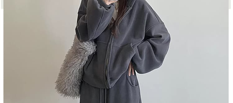 지금 가을 겨울 새로운 한국 스타일 캐주얼 양면 찹쌀 플러시 두꺼운 후드 지퍼 임산부 세트 투피스 세트 상세 이미지 2