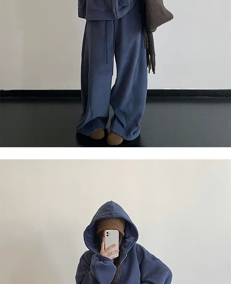 지금 가을 겨울 새로운 한국 스타일 캐주얼 양면 찹쌀 플러시 두꺼운 후드 지퍼 임산부 세트 투피스 세트 상세 이미지 20