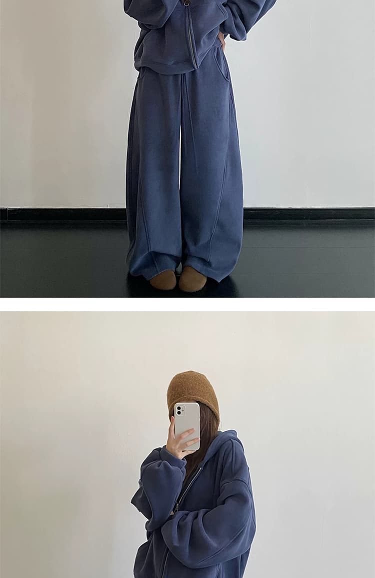 지금 가을 겨울 새로운 한국 스타일 캐주얼 양면 찹쌀 플러시 두꺼운 후드 지퍼 임산부 세트 투피스 세트 상세 이미지 21