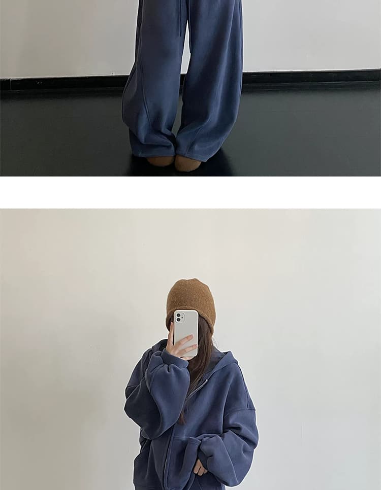 지금 가을 겨울 새로운 한국 스타일 캐주얼 양면 찹쌀 플러시 두꺼운 후드 지퍼 임산부 세트 투피스 세트 상세 이미지 25