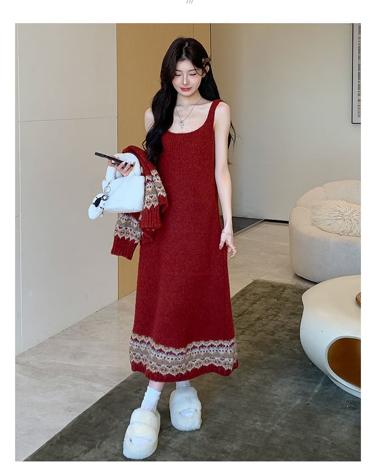 실사 가을 한국 스타일 디자인 소뿔 버클 카디건 코트 조끼 니트 세트 상세 이미지 46