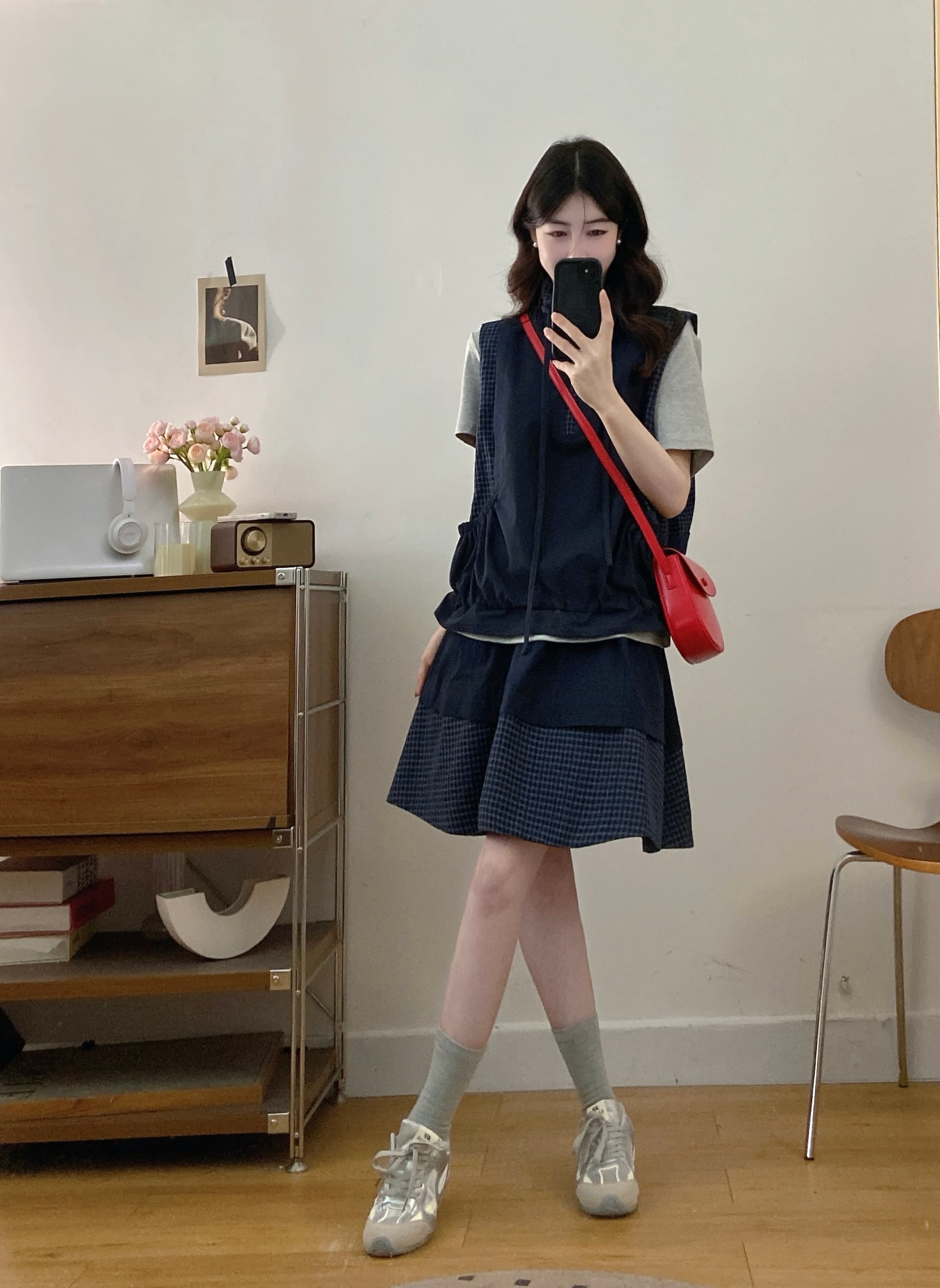 실사 한 부서 연령 감소 패션 디자인 센스 캐주얼 다용도 베스트 반 스커트 3종 세트 상세 이미지 3
