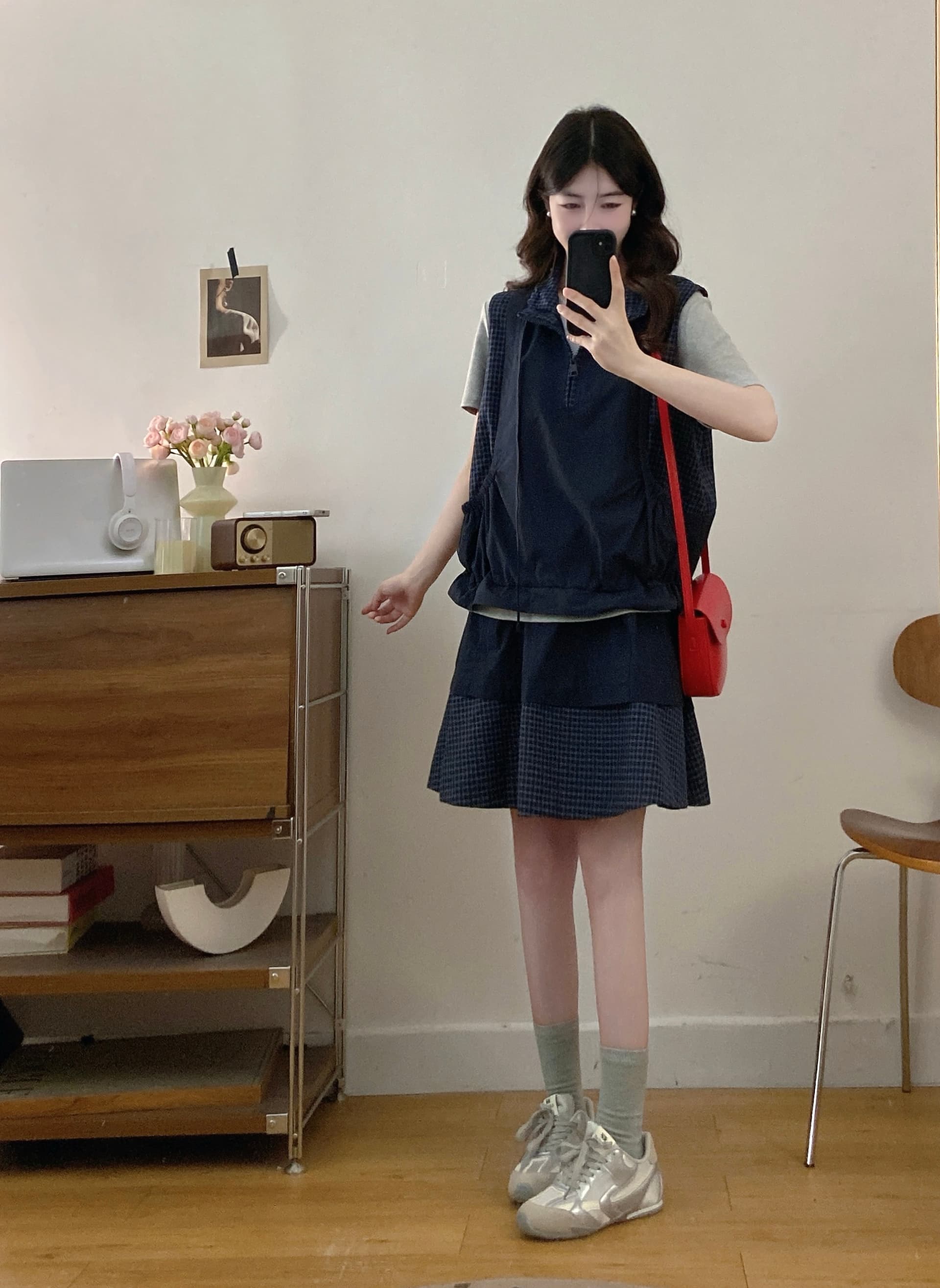 실사 한 부서 연령 감소 패션 디자인 센스 캐주얼 다용도 베스트 반 스커트 3종 세트 상세 이미지 10