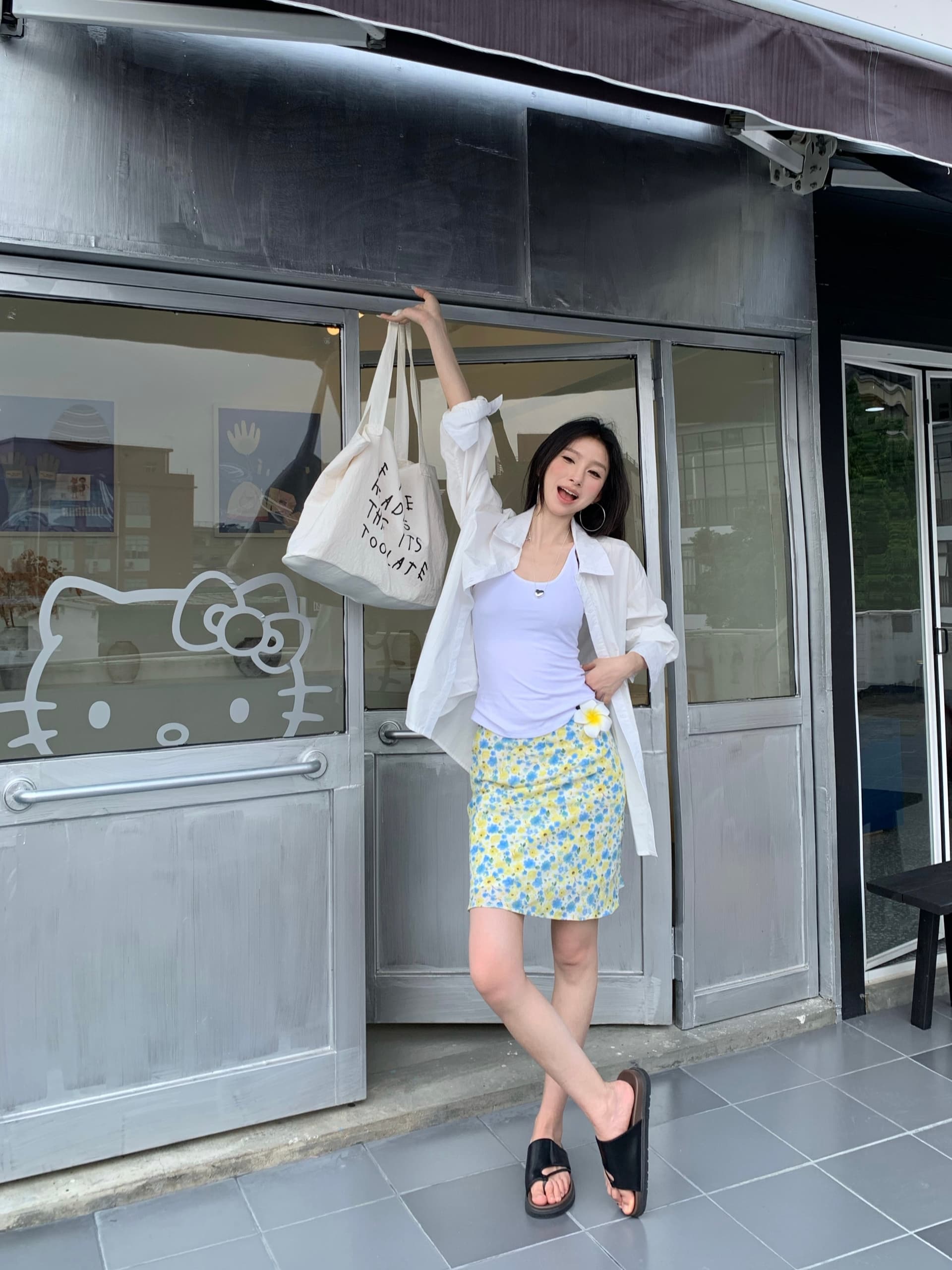 실사 정가 한 마디 반신 스커트 여름 타이트 스커트 치마 한 부서 로우 웨이스트 인어 꼬리 스커트 꽃무늬 미니 스커트 상세 이미지 3