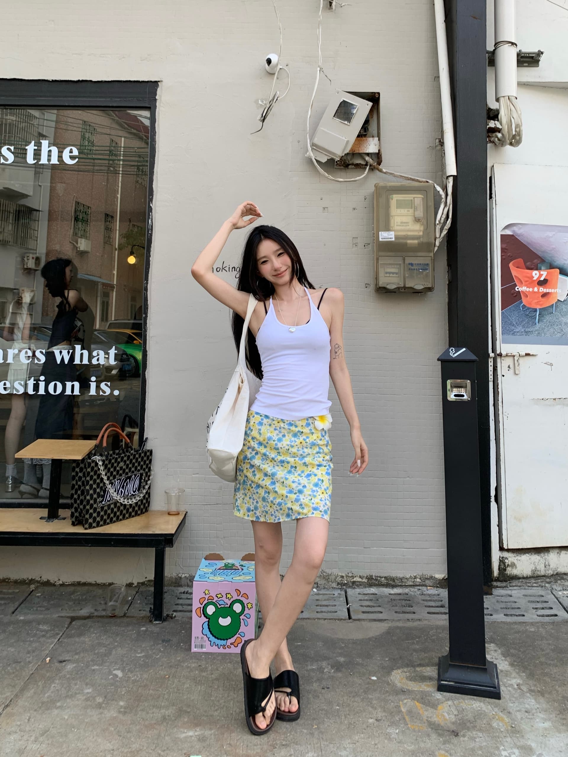 실사 정가 한 마디 반신 스커트 여름 타이트 스커트 치마 한 부서 로우 웨이스트 인어 꼬리 스커트 꽃무늬 미니 스커트 상세 이미지 9