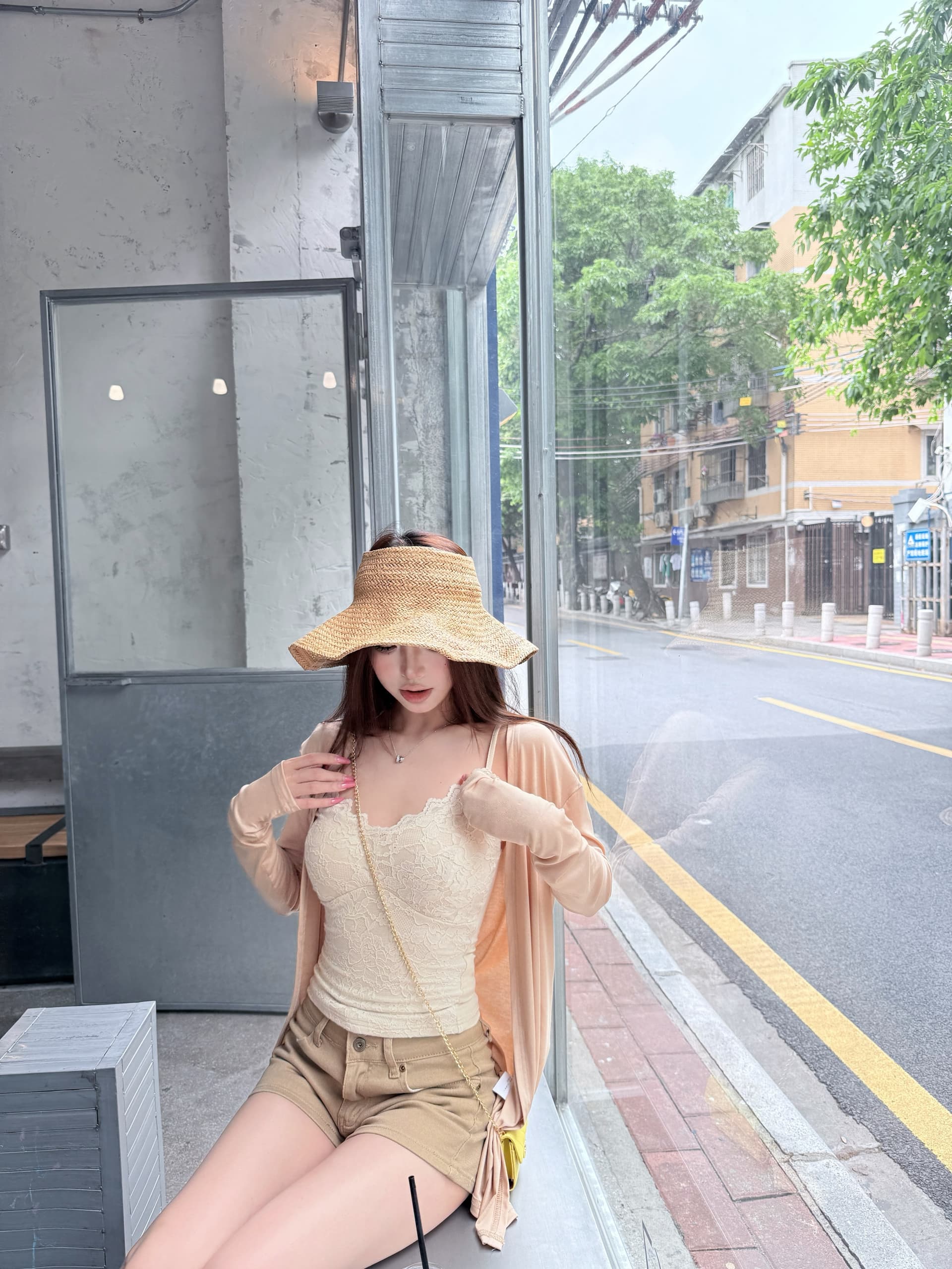 실사 정가 라이 경기 서울 오픈 가디건 얇은 스타일 통기성 맨위 레이스 v 넥타이 가슴 패드 슬립 뒤로 투피스 세트 상세 이미지 17