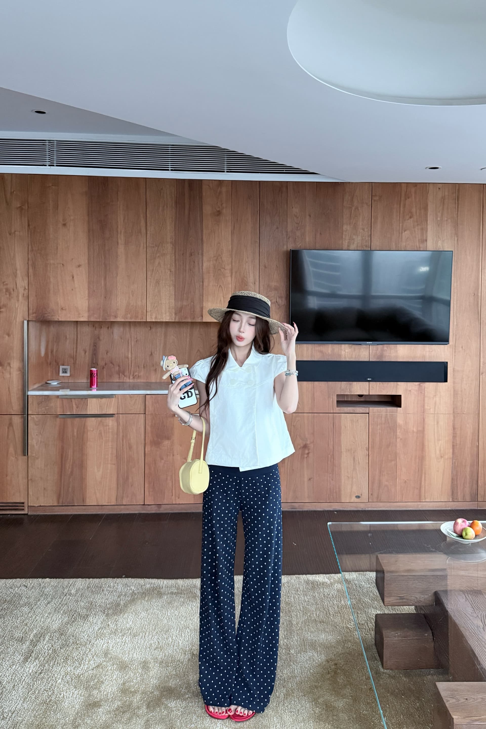 실사 정가 레트로 이중 버튼 긍정적 인 어깨 베이비 칼라 작은 셔츠 디자인 센스 캐주얼 셔츠 반팔 이미지 5