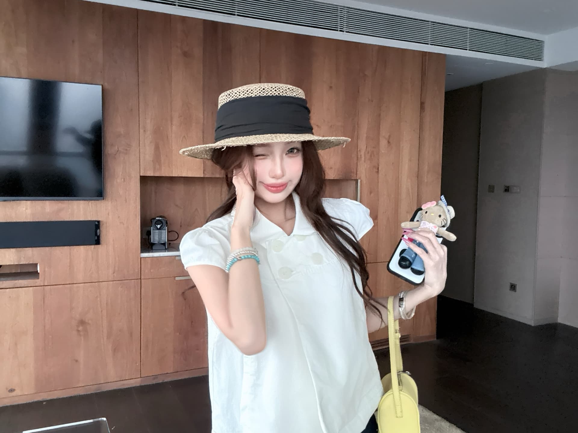 실사 정가 레트로 이중 버튼 긍정적 인 어깨 베이비 칼라 작은 셔츠 디자인 센스 캐주얼 셔츠 반팔 상세 이미지 5