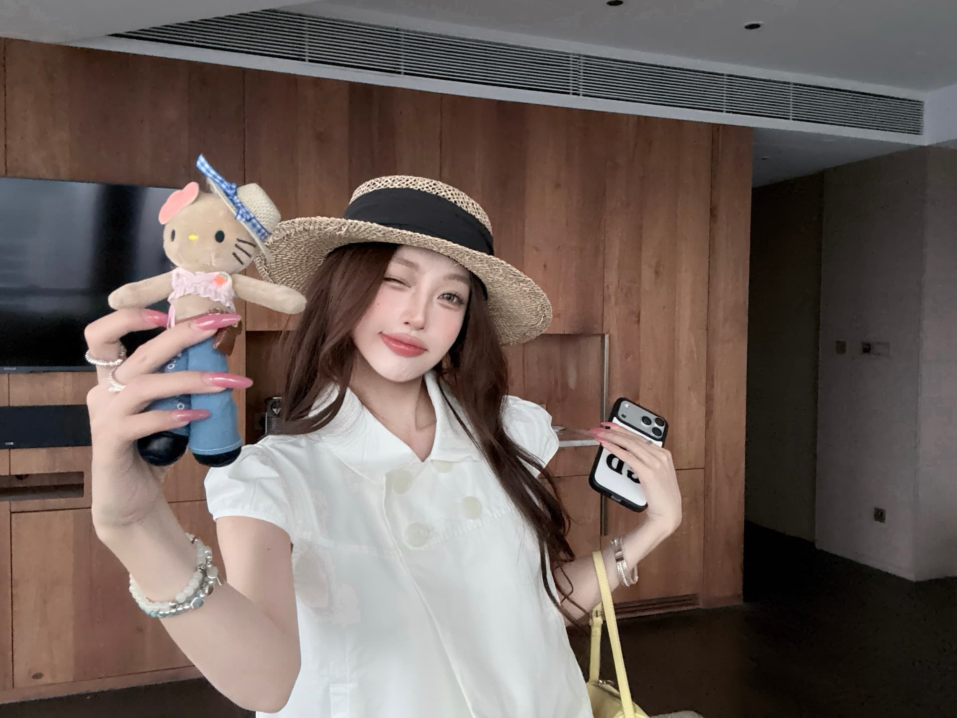 실사 정가 레트로 이중 버튼 긍정적 인 어깨 베이비 칼라 작은 셔츠 디자인 센스 캐주얼 셔츠 반팔 상세 이미지 6