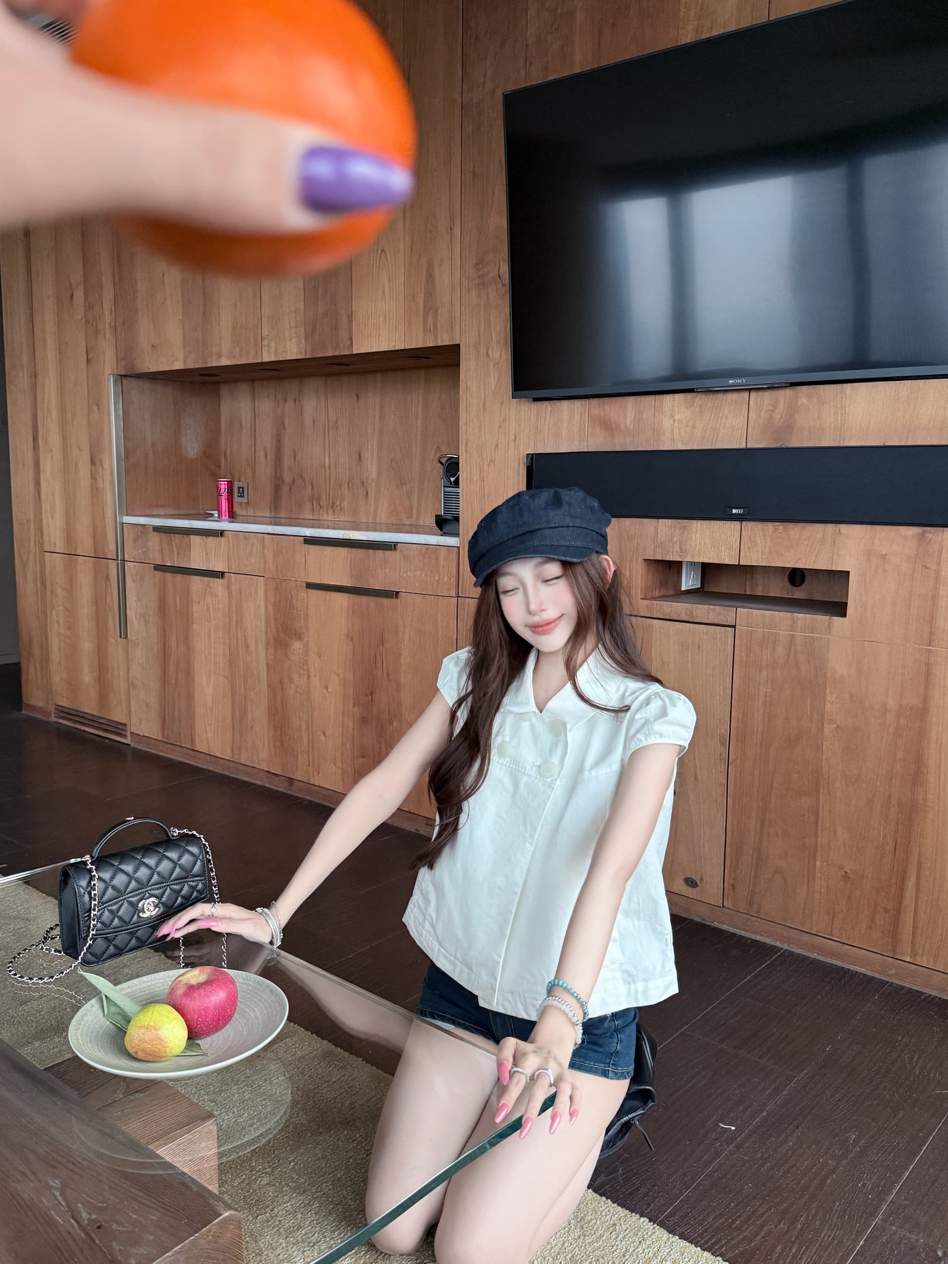 실사 정가 레트로 이중 버튼 긍정적 인 어깨 베이비 칼라 작은 셔츠 디자인 센스 캐주얼 셔츠 반팔 상세 이미지 9