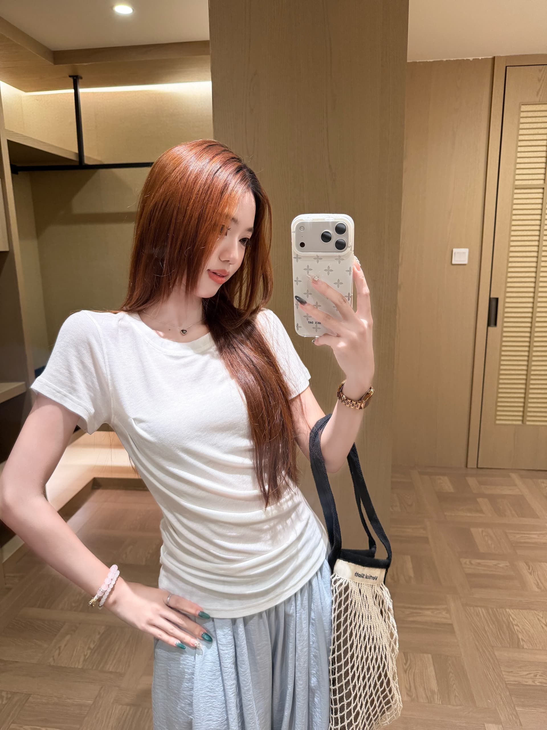 실사 정가 해체 주름 라운드 넥 반팔 티셔츠 디자인 센스 슬림해 보이는 도루 도루 바지 세트 느긋한 상세 이미지 22
